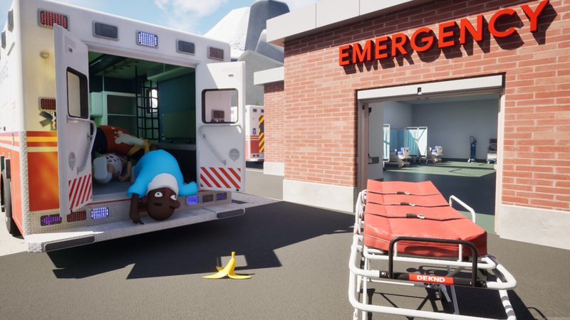 Emergency Buddies ambulance parked outside the emergency entrance